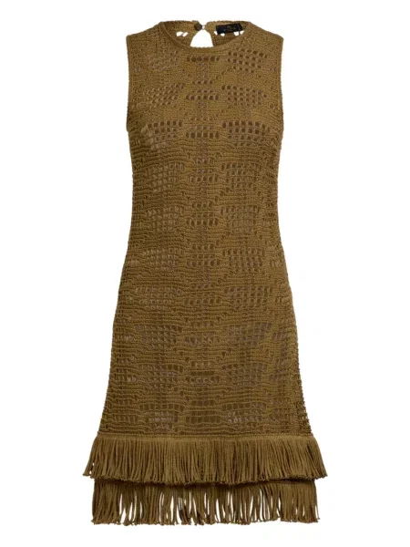 Rochie midi Etro cu franjuri până la genunchi de costum verde