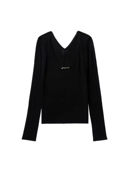 Top Jacquemus z dekoltem w serek czarny