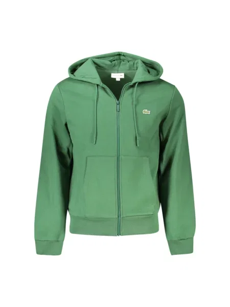 Lacoste bluza z kapturem gładka zielony
