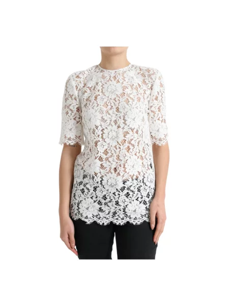 Bluzka Dolce And Gabbana koronkowa biznesowa biała