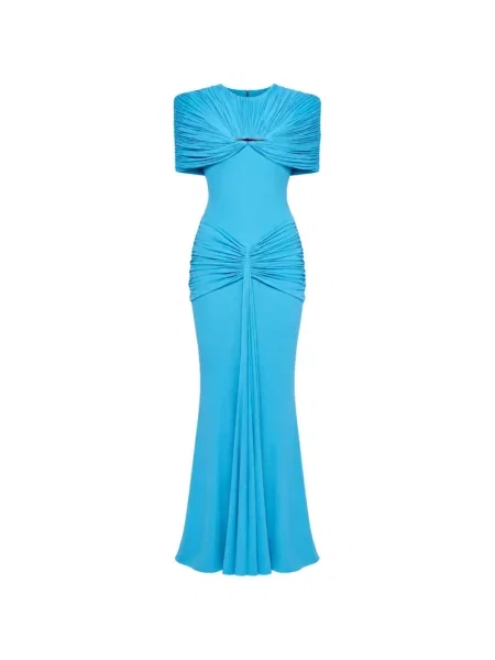 Rochie maxi Chats By C.dam drapată albastru