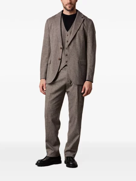 Вълнен пуловер Brooks Brothers с кръгло деколте черно