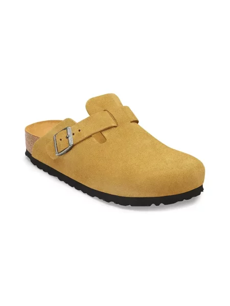 Klapki Birkenstock zamszowe brązowe