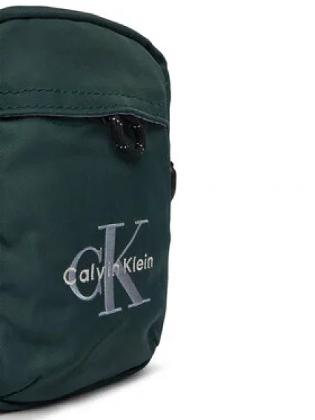 Torbica za okrog pasu Calvin Klein Bold Logo Nylon Slim Reporter zelena