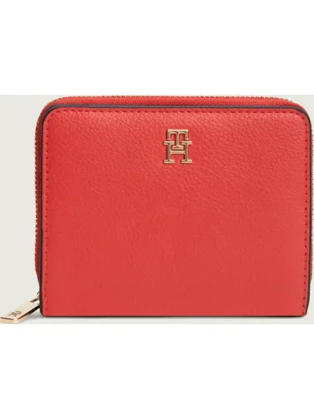 Pénztárca Tommy Hilfiger Th Icon Med Za W/Flap Piros fekete