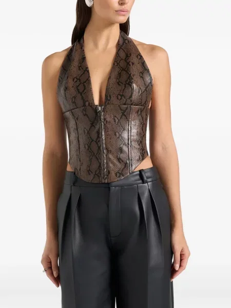 Top Manière De Voir cu imagine tip corset cu gât halter maro