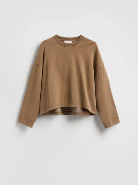 Reserved Однотонний світшот з високим вмістом кавовий 