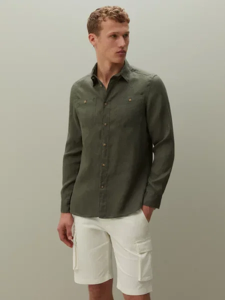 OVS Сорочка з довгим рукавом хакі