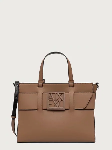 Geantă Armani Exchange din piele bej