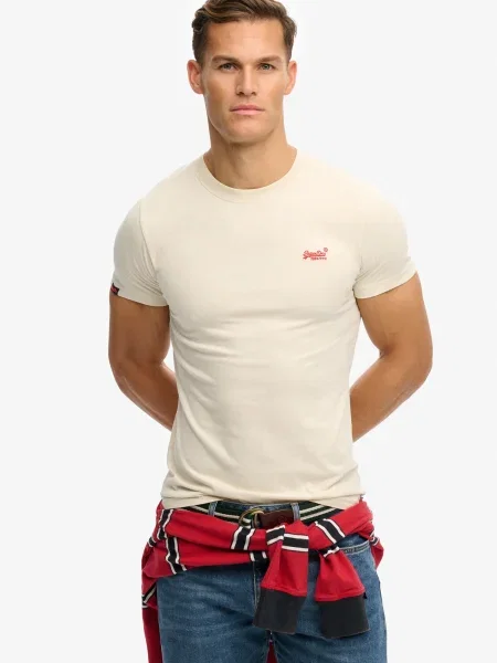 Retro majica Superdry z avtogramom bež