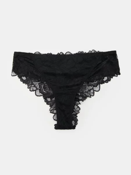 Мереживні трусики-бразиліана чорний