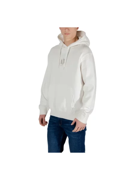 Armani Exchange bluza z kapturem z aplikacją biały