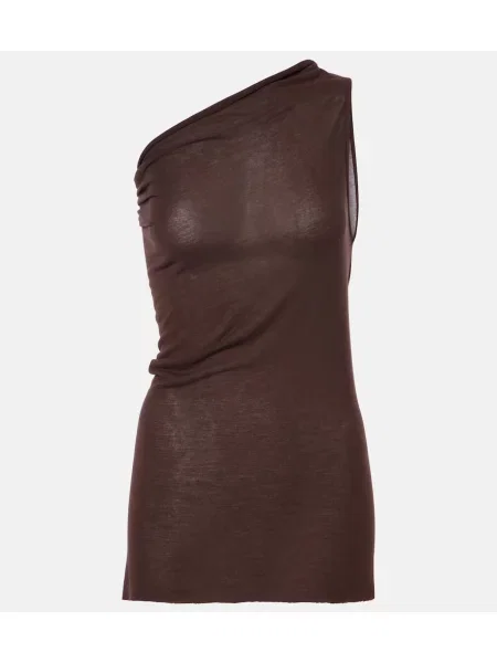 Top Rick Owens cu un umăr gol maro