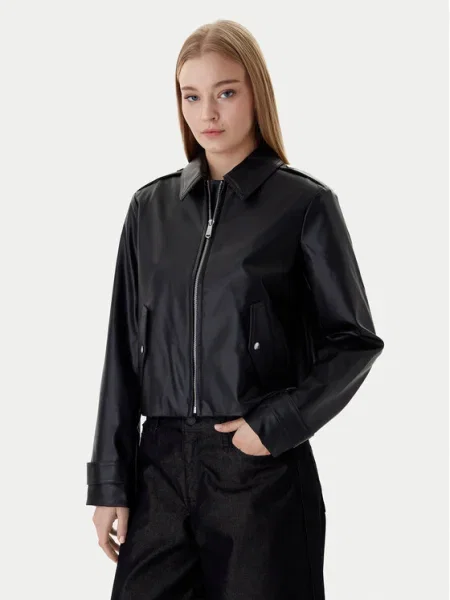 Calvin Klein Jeans Geacă din imitație de piele Moto negru