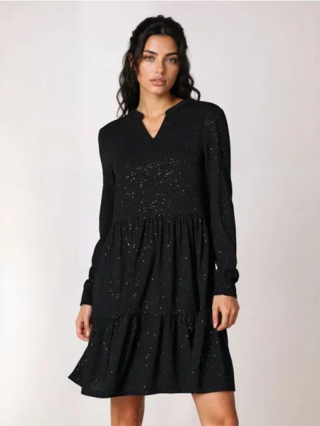 Міні-сукня з ефектом ярусів чорний