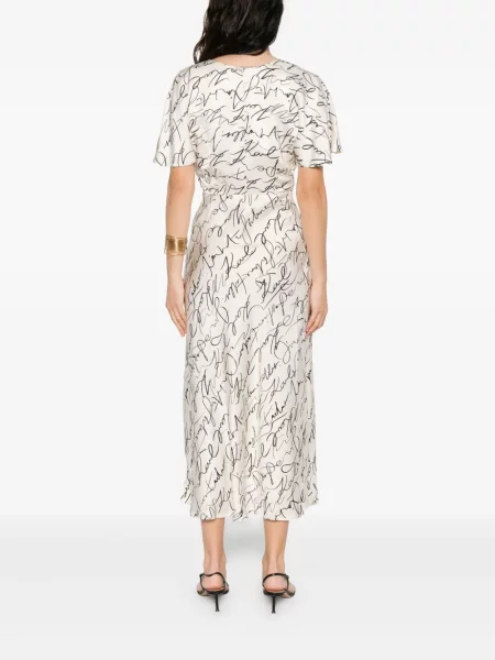 Rochie midi Karl Lagerfeld cu imagine până la genunchi de costum alb