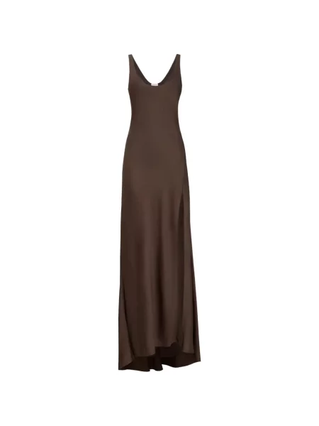 Lung rochie Brunello Cucinelli din satin maro