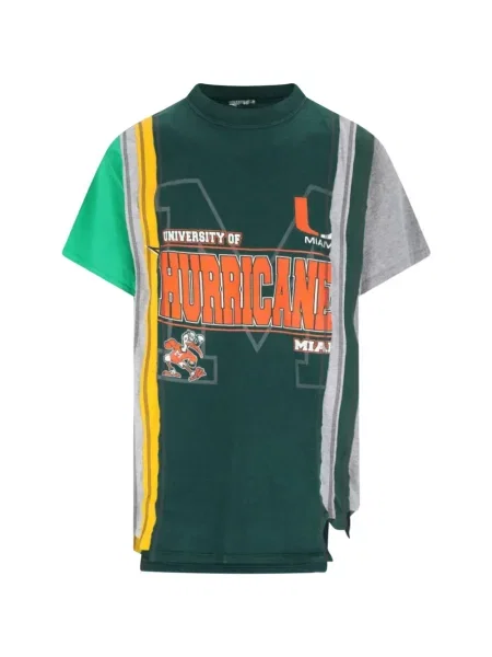 Pruhované tričko s potiskem Needles s potiskem zelené