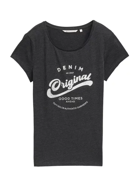 TOM TAILOR DENIM Majica temno siva bela