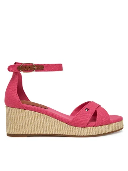 Сандали Tommy Hilfiger FLAG CRISS-CROS MID WEDGE ESPAD розово