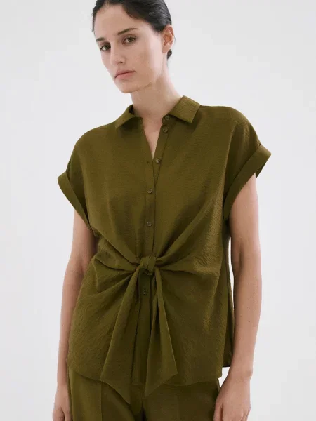 MANGO Bluza NUDO oliva
