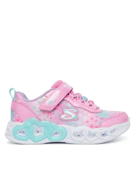 Kasdieniai ilgaauliai batai Skechers su širdelėmis rožinė