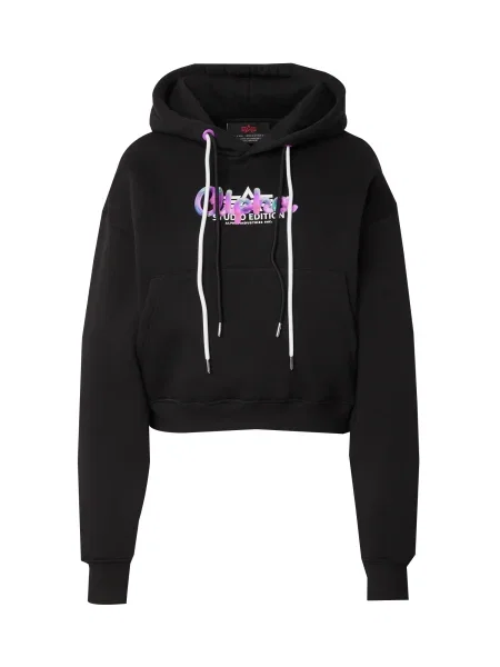 Alpha Industries bluză cu glugă cu imprimeu negru