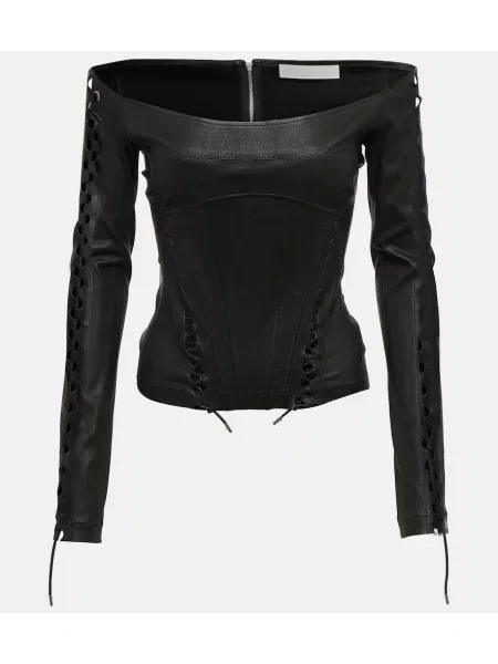 Top Dion Lee skórzany czarny