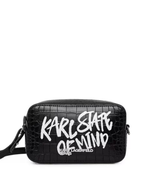 Geantă Karl Lagerfeld Jeans cu imagine negru