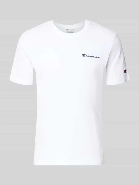 T-shirt z naszywanymi detalami z logo i okrągłym dekoltem Champion biała
