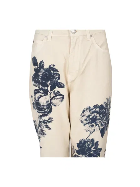 Satynowe spodnie Pinko z nadrukiem białe