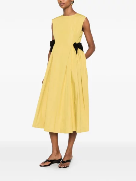 Rochie midi Parlor cu funde fără mâneci galben
