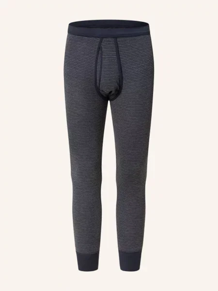 Schiesser Dlouhé Spodní Kalhoty Feinripp Melange tmavě modrá šedé