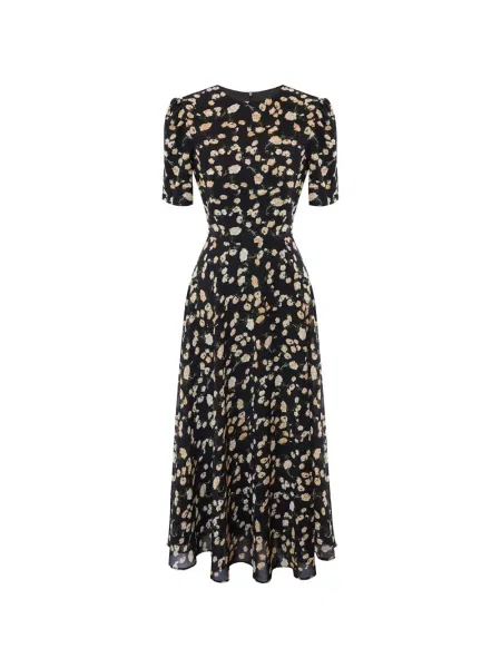 Scurt rochie midi Post Meridiem cu model floral cu imagine negru