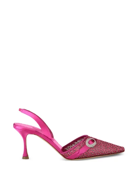 Pantofi cu toc Manolo Blahnik plasă slingback roz