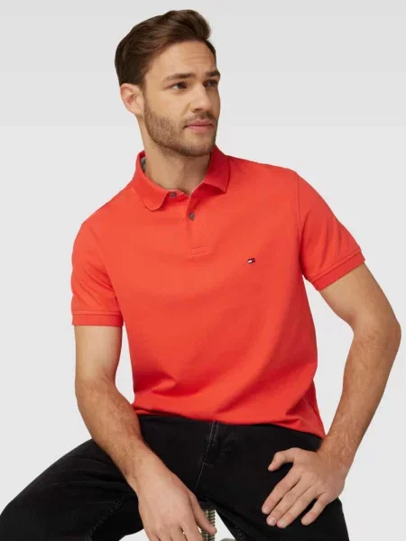 Koszulka polo z wyhaftowanym logo Tommy Hilfiger czerwone