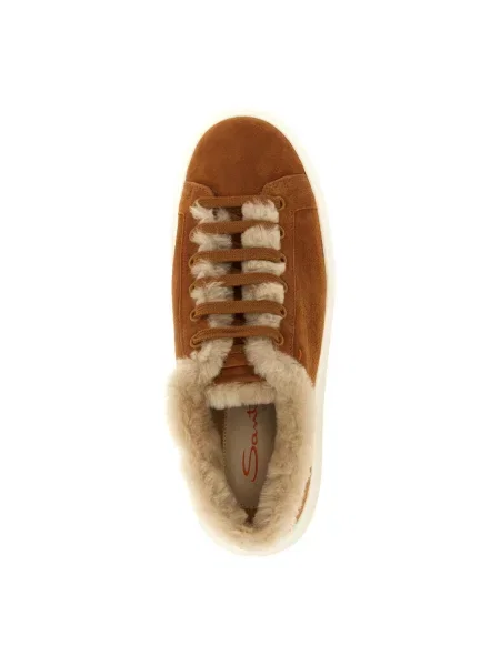 Sneakersy Santoni wełniane brązowe