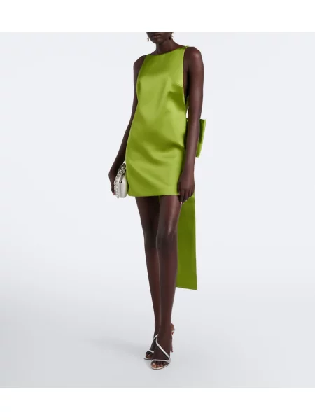 Rochie Self-portrait cu funde din satin verde