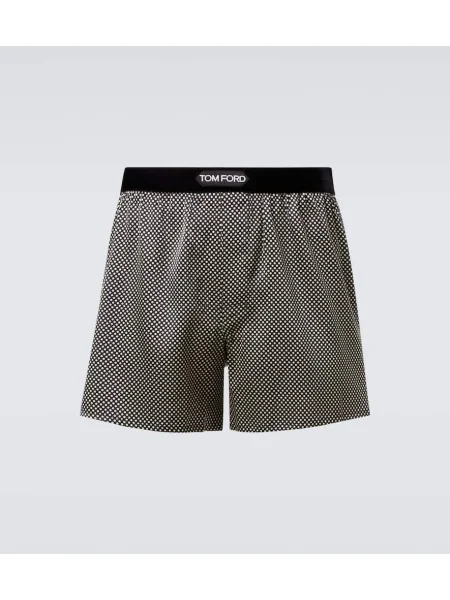 Pantaloni scurți Tom Ford de mătase cu buline negru