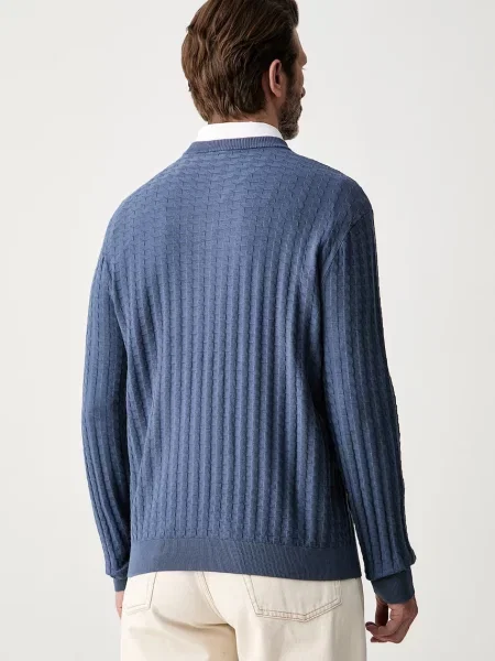 Armani Exchange sweter z wiskozą niebieski