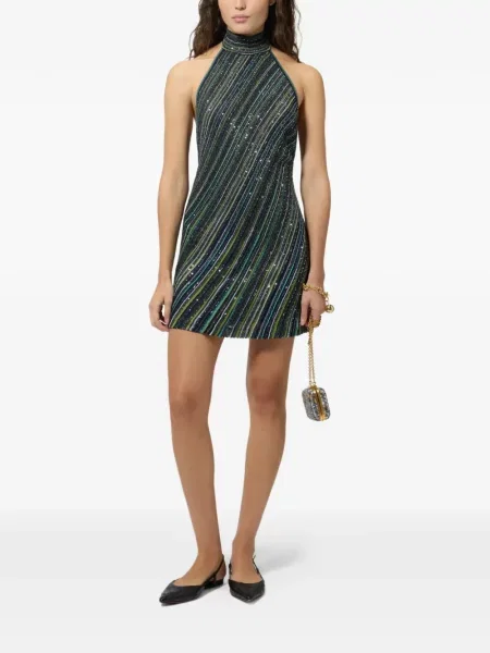 Мини рокля Missoni с пайети с гол гръб зелено