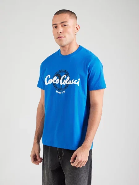 Carlo Colucci Tričko kráľovská modrá / čierna biela