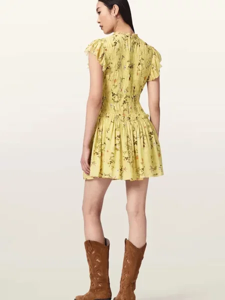AllSaints rochie de vară din modal LAUREN galben