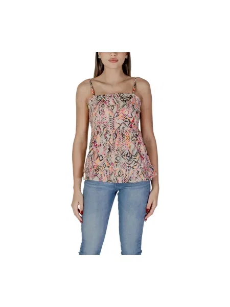 Wielobarwność top B.young w geometryczne wzory bez ramiączek czarny