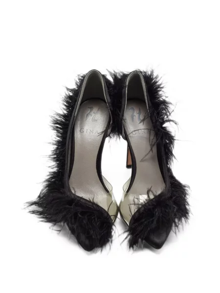Pantofi cu toc Gina cu pene negru