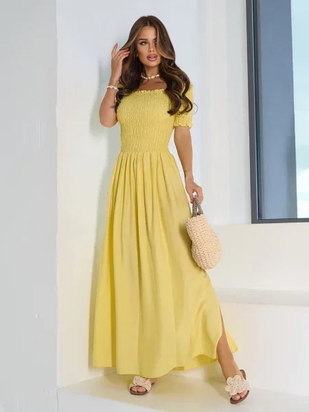 Лляна Сукня максі ISSA Plus жовтий