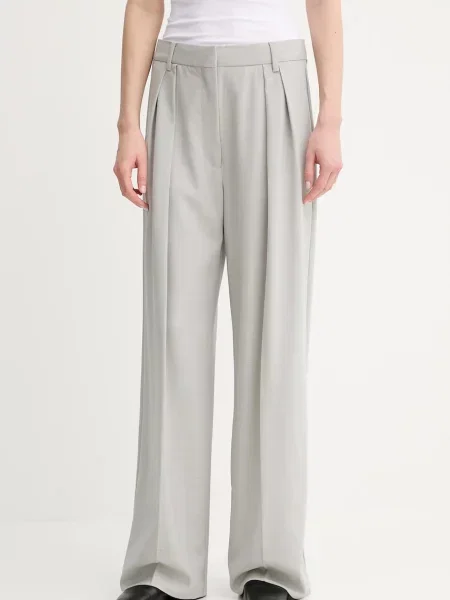 Day Birger et Mikkelsen pantaloni de lână Samuel lat high waist gri