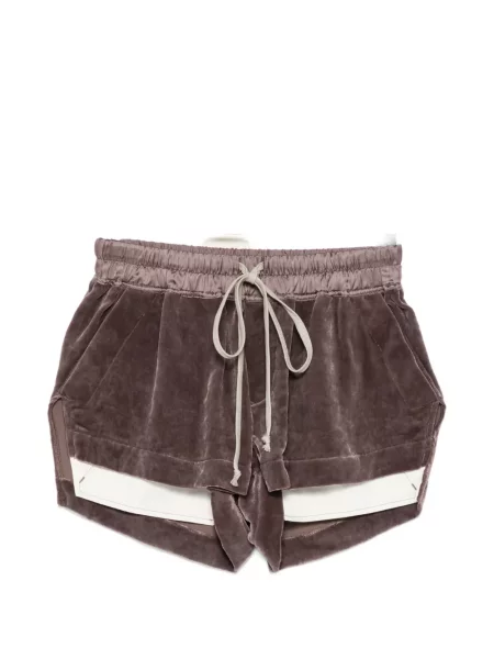 Pantaloni scurți Rick Owens de catifea cu cordon maro