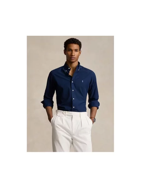 Koszula Polo Ralph Lauren z logo ze stretchu granatowa