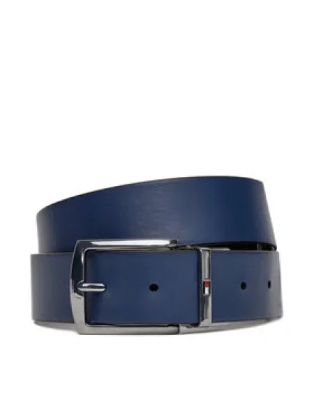 Tommy Hilfiger Pánský pásek Denton Rev Tmavomodrá modrý
